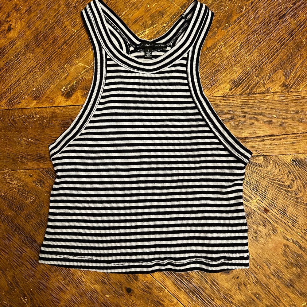 Truly Madly Deeply Black and White Crop Tank Top